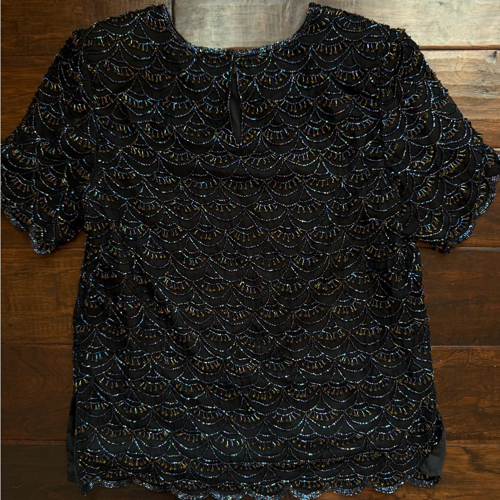Vintage 80s Silk Beaded Top - Picture 4 of 4